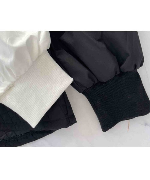 【セール】キルティング切替 フリルマウンティングジャケット（ナイロンジャケット）｜M y u（ミュー）