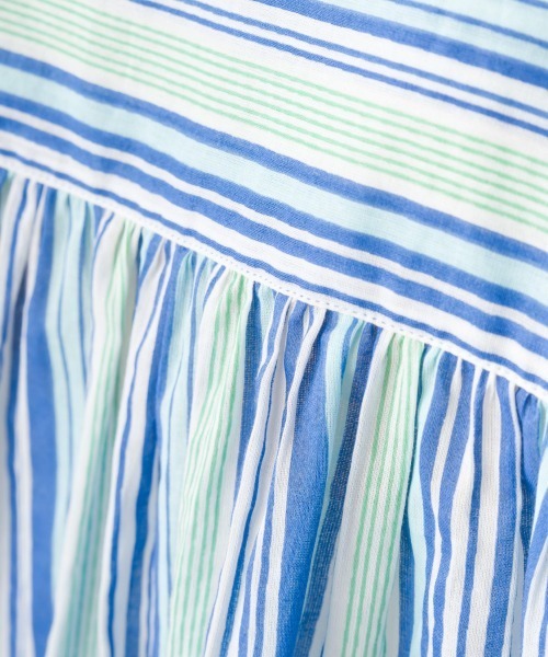 OMNES（オムネス）の「コットンボイル総柄フレンチスリーブギャザーシャツ（シャツ/ブラウス・レディース・アイボリー/ブラック×ホワイト/ブラック×グリーン/グリーン系その他/ブルー系その他/パープル/キナリ/ネイビー/パープル系その他/ブラック系その他/ブラウン系その他/グリーン系その他2・FREE）」の18枚目の写真