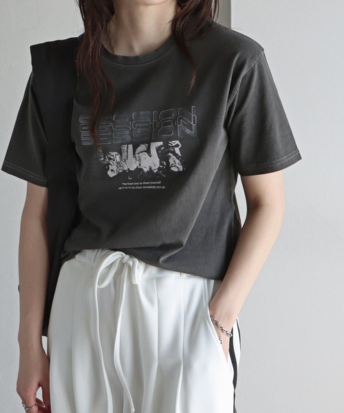 COURO(コウロ)の「アソートピグメントTシャツ(Tシャツ/カットソー・レディース・ブラック/ブラック系5/ブラック系6/ブラック系7/ブラック系8/ブラック系2/ブラック系4/ブラック系/ブラック系1/ブラック系3・M/L)」の10枚目の写真