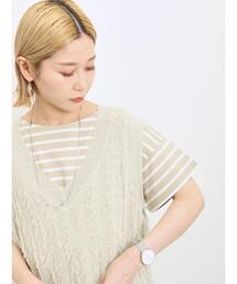 Samansa Mos2 blue | ボーダーTシャツ(Tシャツ/カットソー)