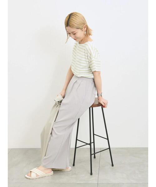Samansa Mos2 blue(サマンサモスモスブルー)の「ボーダーTシャツ(Tシャツ/カットソー・レディース・グリーン/ブルー/サックスブルー/オフホワイト/ベージュ・F)」の17枚目の写真