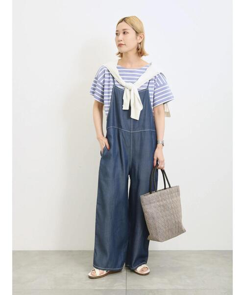 Samansa Mos2 blue(サマンサモスモスブルー)の「ボーダーTシャツ(Tシャツ/カットソー・レディース・グリーン/ブルー/サックスブルー/オフホワイト/ベージュ・F)」の21枚目の写真