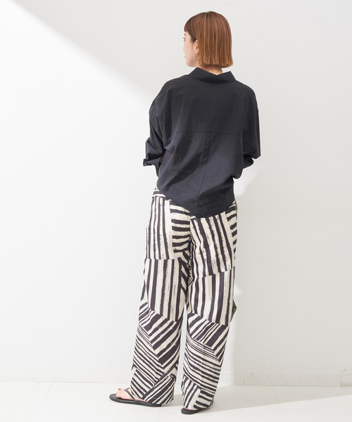 B.C STOCK(ベーセーストック)の「ドローコードショートシャツ(シャツ/ブラウス・レディース・ホワイト/ラベンダー/ブラック・FREE)」の7枚目の写真