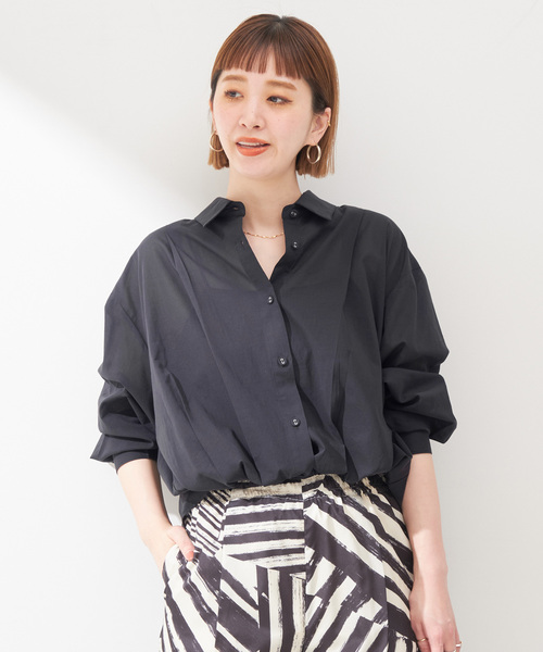 B.C STOCK(ベーセーストック)の「ドローコードショートシャツ(シャツ/ブラウス・レディース・ホワイト/ラベンダー/ブラック・FREE)」の8枚目の写真