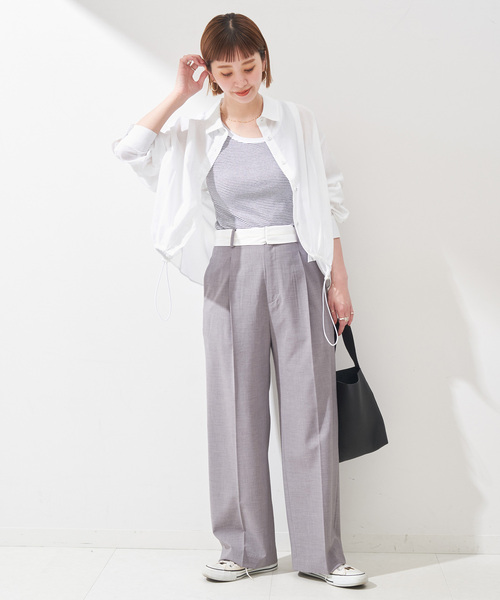 B.C STOCK(ベーセーストック)の「ドローコードショートシャツ(シャツ/ブラウス・レディース・ホワイト/ラベンダー/ブラック・FREE)」の14枚目の写真