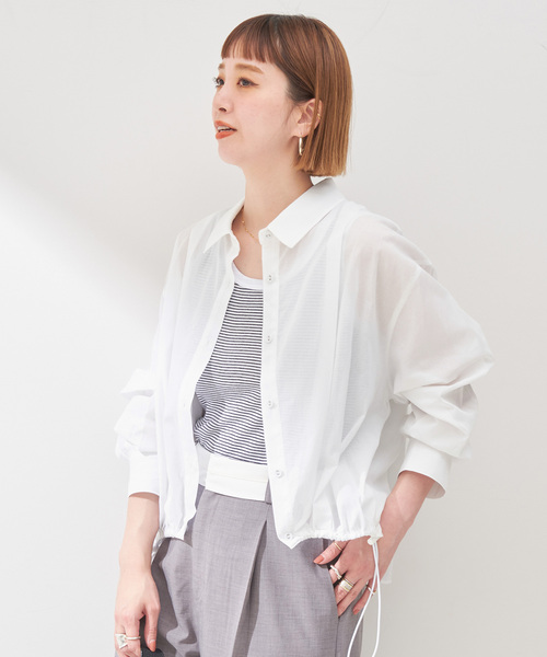 B.C STOCK(ベーセーストック)の「ドローコードショートシャツ(シャツ/ブラウス・レディース・ホワイト/ラベンダー/ブラック・FREE)」の18枚目の写真
