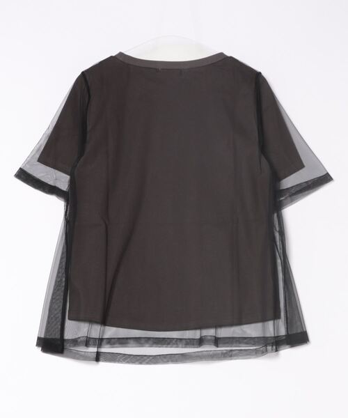 DouDou(ドゥドゥ)の「【WEB限定】チュールロゴTEE(Tシャツ/カットソー・レディース・オフホワイト/チャコールグレー・FREE)」の3枚目の写真