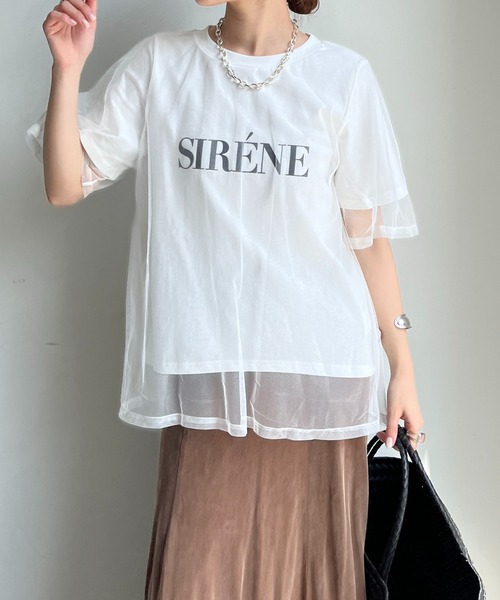 DouDou(ドゥドゥ)の「【WEB限定】チュールロゴTEE(Tシャツ/カットソー・レディース・オフホワイト/チャコールグレー・FREE)」の5枚目の写真