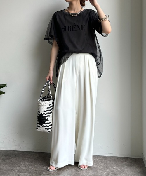 DouDou(ドゥドゥ)の「【WEB限定】チュールロゴTEE(Tシャツ/カットソー・レディース・オフホワイト/チャコールグレー・FREE)」の10枚目の写真