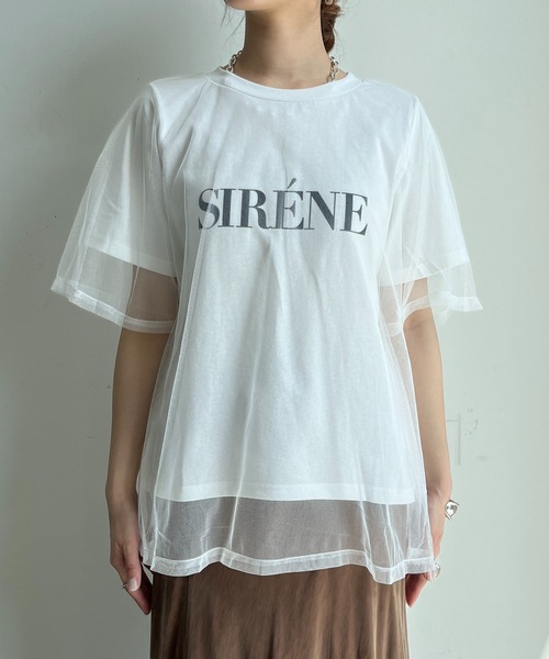 DouDou(ドゥドゥ)の「【WEB限定】チュールロゴTEE(Tシャツ/カットソー・レディース・オフホワイト/チャコールグレー・FREE)」の16枚目の写真