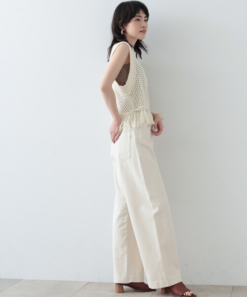 GALLEST(ギャレスト)の「◆アイレットフリンジニット(ニット/セーター・レディース・ブラック/ホワイト系/ベージュ・38)」の5枚目の写真