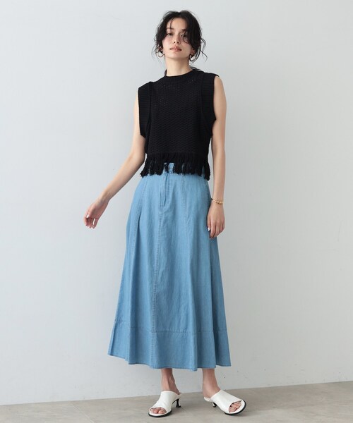 GALLEST(ギャレスト)の「◆アイレットフリンジニット(ニット/セーター・レディース・ブラック/ホワイト系/ベージュ・38)」の10枚目の写真