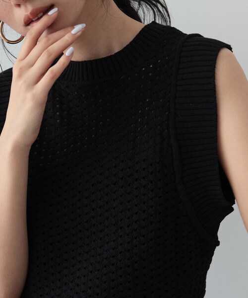 GALLEST(ギャレスト)の「◆アイレットフリンジニット(ニット/セーター・レディース・ブラック/ホワイト系/ベージュ・38)」の13枚目の写真