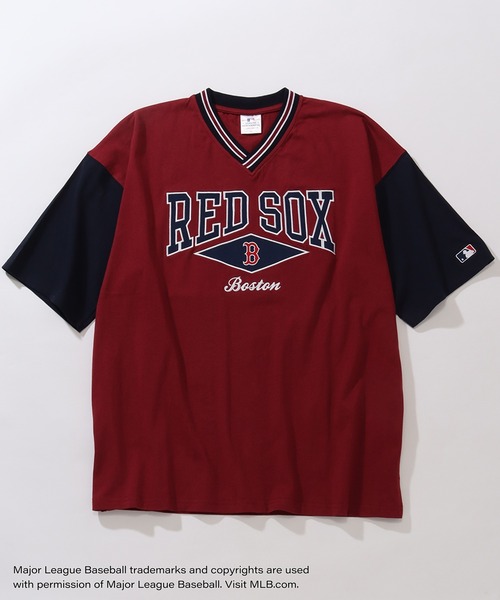 MLB(メジャーリーグベースボール)の「【MLB/メジャーリーグベースボール】リブライン オーバーサイズ Vネック半袖Tシャツ(Tシャツ/カットソー・メンズ・ホワイト/ワインレッド/ブルー/ブラック/アッシュグレー・LL/M/L)」の5枚目の写真
