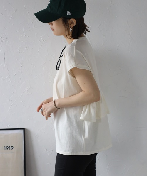 Bonjour Sagan(ボンジュールサガン)の「バックフリルTシャツ(Tシャツ/カットソー・レディース・ブラック/アイボリー・FREE)」の10枚目の写真