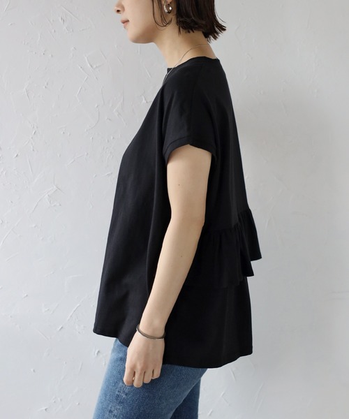 Bonjour Sagan(ボンジュールサガン)の「バックフリルTシャツ(Tシャツ/カットソー・レディース・ブラック/アイボリー・FREE)」の19枚目の写真