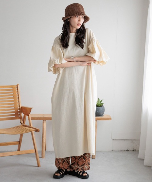 LOWRYS FARM（ローリーズファーム）の「ソデバルーンリボンワンピース103837（ワンピース・レディース・オレンジ/ブルー/アイボリー/ブラック・FREE）」の8枚目の写真