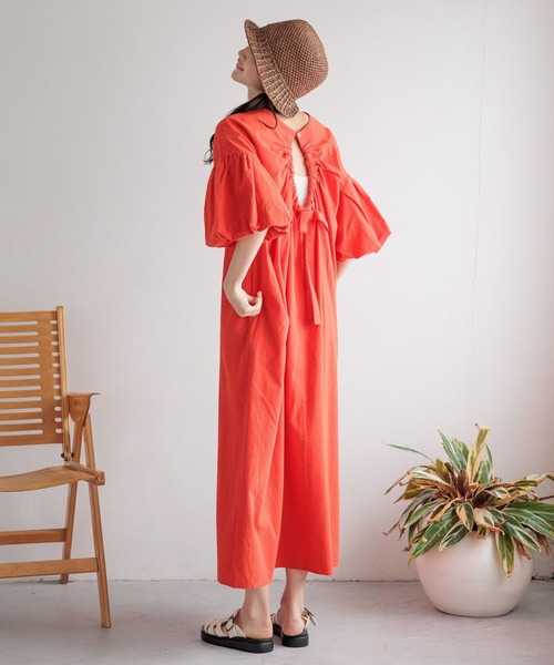 LOWRYS FARM（ローリーズファーム）の「ソデバルーンリボンワンピース103837（ワンピース・レディース・オレンジ/ブルー/アイボリー/ブラック・FREE）」の13枚目の写真