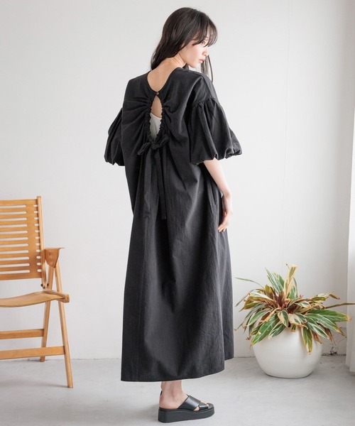 LOWRYS FARM（ローリーズファーム）の「ソデバルーンリボンワンピース103837（ワンピース・レディース・オレンジ/ブルー/アイボリー/ブラック・FREE）」の16枚目の写真