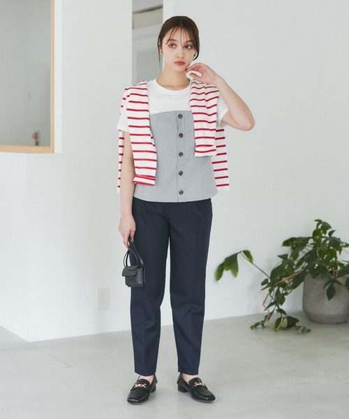 ROPE' PICNIC(ロペピクニック)の「異素材ドッキングレイヤードトップス(Tシャツ/カットソー・レディース・ブラック/グレー/ベージュ/スミクロ・38)」の10枚目の写真