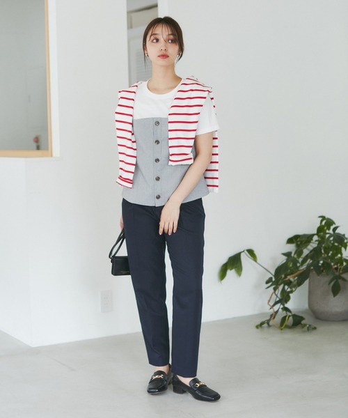 ROPE' PICNIC(ロペピクニック)の「異素材ドッキングレイヤードトップス(Tシャツ/カットソー・レディース・ブラック/グレー/ベージュ/スミクロ・38)」の11枚目の写真