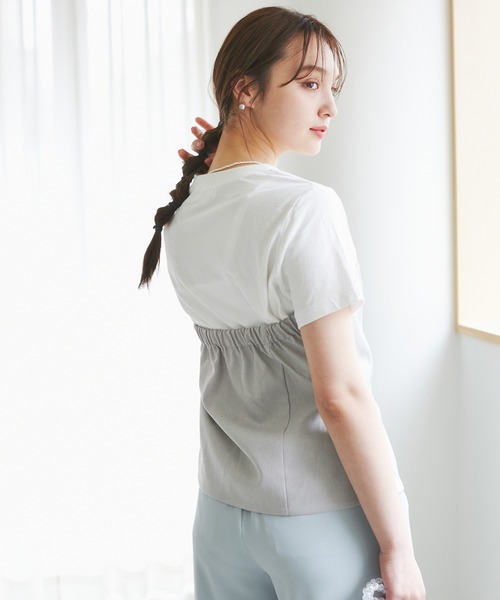 ROPE' PICNIC(ロペピクニック)の「異素材ドッキングレイヤードトップス(Tシャツ/カットソー・レディース・ブラック/グレー/ベージュ/スミクロ・38)」の18枚目の写真