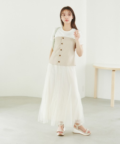 ROPE' PICNIC(ロペピクニック)の「異素材ドッキングレイヤードトップス(Tシャツ/カットソー・レディース・ブラック/グレー/ベージュ/スミクロ・38)」の20枚目の写真
