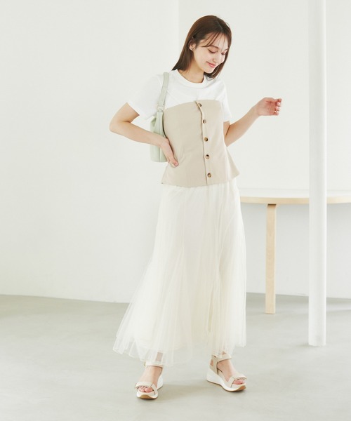 ROPE' PICNIC(ロペピクニック)の「異素材ドッキングレイヤードトップス(Tシャツ/カットソー・レディース・ブラック/グレー/ベージュ/スミクロ・38)」の21枚目の写真