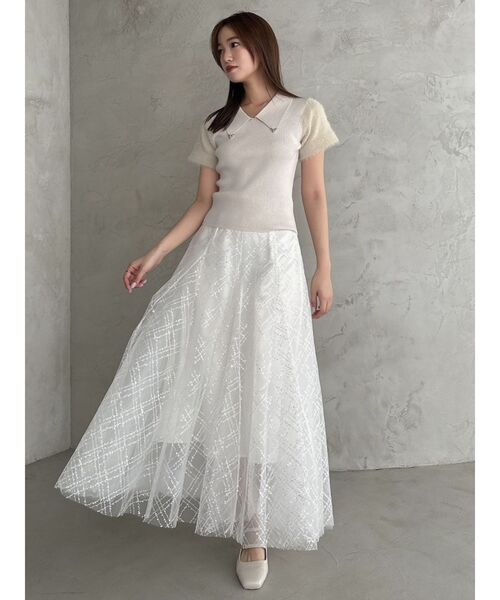 dazzlin(ダズリン)の「エコファースリーブカラーニットトップス(ニット/セーター・レディース・グレー/アイボリー/パープル・FREE)」の20枚目の写真