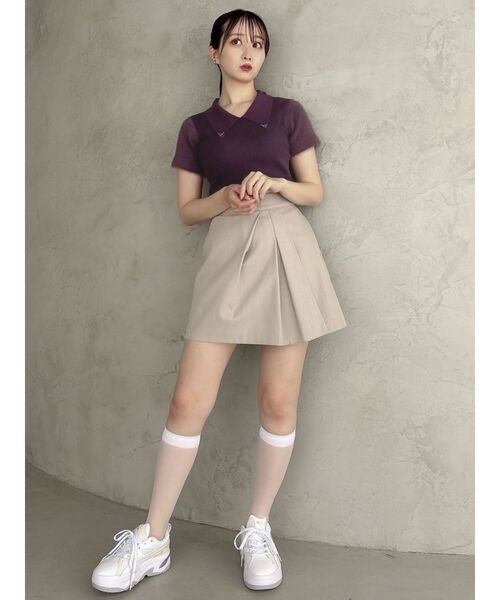 dazzlin(ダズリン)の「エコファースリーブカラーニットトップス(ニット/セーター・レディース・グレー/アイボリー/パープル・FREE)」の9枚目の写真