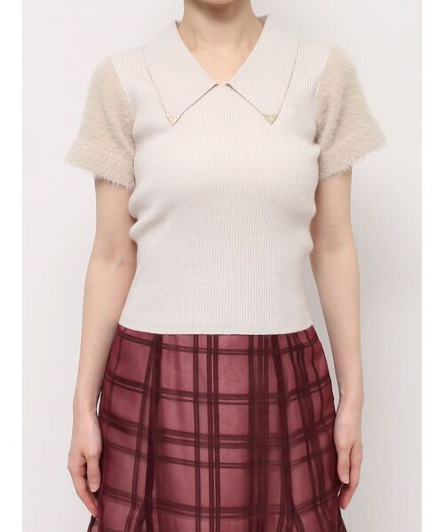 dazzlin(ダズリン)の「エコファースリーブカラーニットトップス(ニット/セーター・レディース・グレー/アイボリー/パープル・FREE)」の13枚目の写真