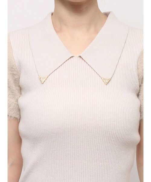 dazzlin(ダズリン)の「エコファースリーブカラーニットトップス(ニット/セーター・レディース・グレー/アイボリー/パープル・FREE)」の6枚目の写真