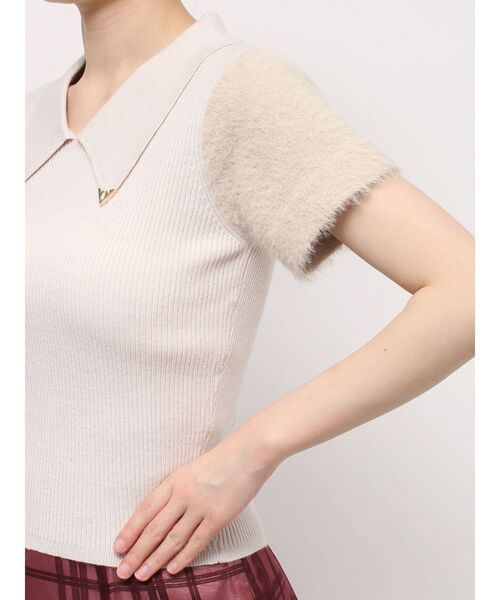 dazzlin(ダズリン)の「エコファースリーブカラーニットトップス(ニット/セーター・レディース・グレー/アイボリー/パープル・FREE)」の7枚目の写真