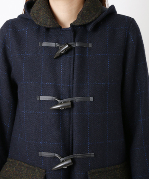 SEVENDAYS=SUNDAY（セブンデイズサンデイ）の「ＨＡＲＲＩＳＴＷＥＥＤ　切替ダッフルコート（ピーコート・レディース・杢グレー/カーキ/ネイビー・LARGE/MEDIUM）」の6枚目の写真