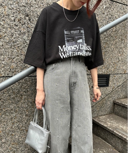 ISOOK（アイスー）の「【ISOOK / アイスー】オーバーサイズプリントTシャツ / ビッグサイズ ロゴT オーバーT スリットT 半袖 ZOZOTOWN限定（Tシャツ/カットソー・レディース・ブラック/ホワイト・FREE）」の6枚目の写真