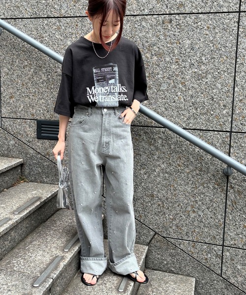 ISOOK（アイスー）の「【ISOOK / アイスー】オーバーサイズプリントTシャツ / ビッグサイズ ロゴT オーバーT スリットT 半袖 ZOZOTOWN限定（Tシャツ/カットソー・レディース・ブラック/ホワイト・FREE）」の15枚目の写真