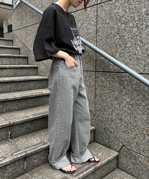 ISOOK（アイスー）の「【ISOOK / アイスー】オーバーサイズプリントTシャツ / ビッグサイズ ロゴT オーバーT スリットT 半袖 ZOZOTOWN限定（Tシャツ/カットソー・レディース・ブラック/ホワイト・FREE）」の5枚目の写真