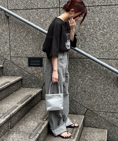 ISOOK（アイスー）の「【ISOOK / アイスー】オーバーサイズプリントTシャツ / ビッグサイズ ロゴT オーバーT スリットT 半袖 ZOZOTOWN限定（Tシャツ/カットソー・レディース・ブラック/ホワイト・FREE）」の21枚目の写真