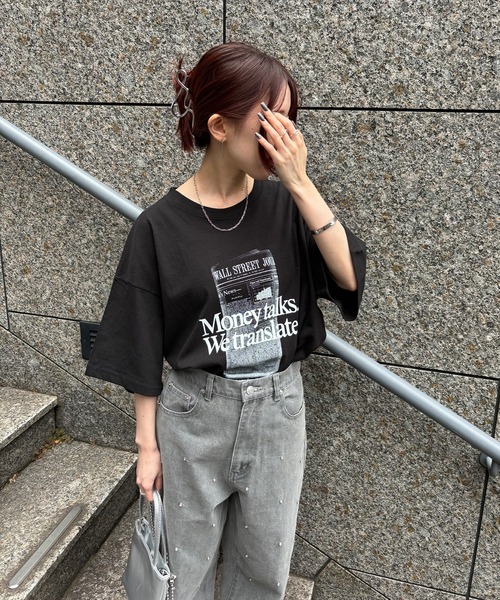 ISOOK（アイスー）の「【ISOOK / アイスー】オーバーサイズプリントTシャツ / ビッグサイズ ロゴT オーバーT スリットT 半袖 ZOZOTOWN限定（Tシャツ/カットソー・レディース・ブラック/ホワイト・FREE）」の14枚目の写真