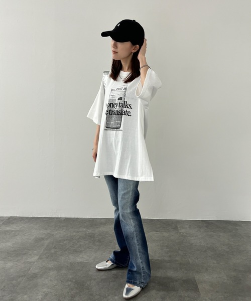 ISOOK（アイスー）の「【ISOOK / アイスー】オーバーサイズプリントTシャツ / ビッグサイズ ロゴT オーバーT スリットT 半袖 ZOZOTOWN限定（Tシャツ/カットソー・レディース・ブラック/ホワイト・FREE）」の12枚目の写真
