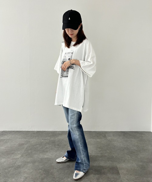 ISOOK（アイスー）の「【ISOOK / アイスー】オーバーサイズプリントTシャツ / ビッグサイズ ロゴT オーバーT スリットT 半袖 ZOZOTOWN限定（Tシャツ/カットソー・レディース・ブラック/ホワイト・FREE）」の18枚目の写真