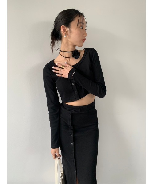 DRWCYS（ドロシーズ）の「カットリブボタンセットアップ（カーディガン/ボレロ・レディース・グレー/ブラック・FREE）」の19枚目の写真