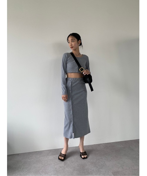 DRWCYS（ドロシーズ）の「カットリブボタンセットアップ（カーディガン/ボレロ・レディース・グレー/ブラック・FREE）」の12枚目の写真