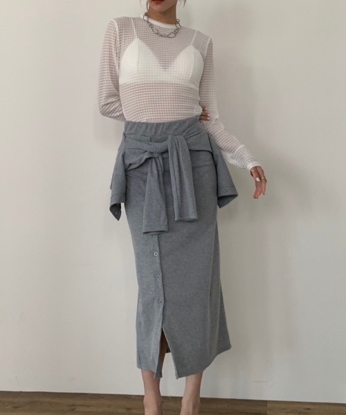 DRWCYS（ドロシーズ）の「カットリブボタンセットアップ（カーディガン/ボレロ・レディース・グレー/ブラック・FREE）」の9枚目の写真