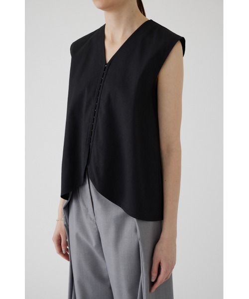 RIM.ARK（リムアーク）の「Linen mix vest tops リネンミックスベストトップス（ベスト・レディース・ホワイト/ブラック・38/36）」の9枚目の写真