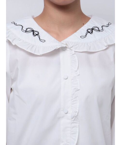 merry jenny（メリージェニー）の「ribbon frillブラウス（シャツ/ブラウス・レディース・オフホワイト/グレー/ボルドー・FREE）」の14枚目の写真
