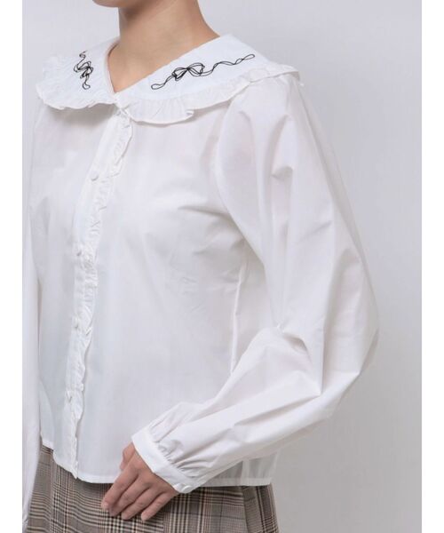 merry jenny（メリージェニー）の「ribbon frillブラウス（シャツ/ブラウス・レディース・オフホワイト/グレー/ボルドー・FREE）」の13枚目の写真