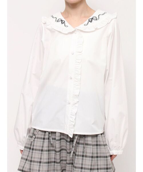 merry jenny（メリージェニー）の「ribbon frillブラウス（シャツ/ブラウス・レディース・オフホワイト/グレー/ボルドー・FREE）」の6枚目の写真