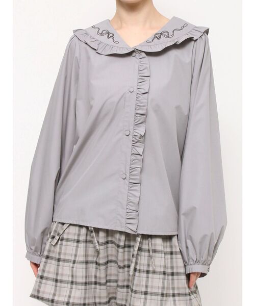 merry jenny（メリージェニー）の「ribbon frillブラウス（シャツ/ブラウス・レディース・オフホワイト/グレー/ボルドー・FREE）」の5枚目の写真