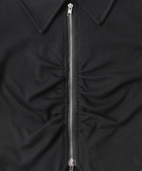 dispark（ディスパーク）の「DISPARK/フロントギャザーWジップT（Tシャツ/カットソー・レディース・カーキ/ブラック/オフホワイト・FREE）」の9枚目の写真